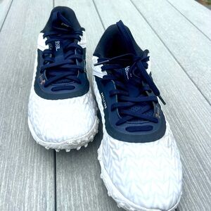 Under Armour Kids White and Blue Sneakers